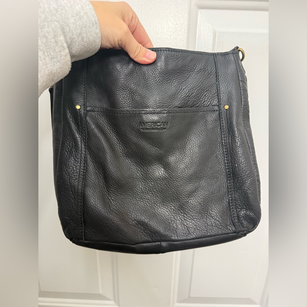 American Leather Company Black Austin Convertible Leather Shoulder Bag